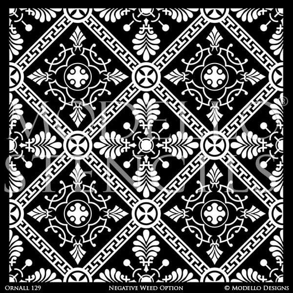 Decorative Stencils for Painting Walls with Designer Wallpaper Look - Modello Custom Stencils