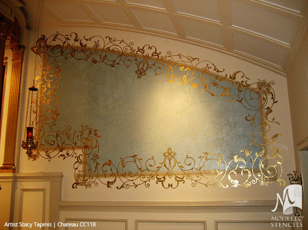 Traditional Wall Art Designs with Large Panel Stencils - Modello Custom Stencils