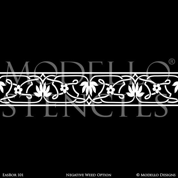 Global Chic Grand Ceiling Stencils with Ceiling Borders Patterns - Modello Custom Stencils Designs with Exotic Home Decor