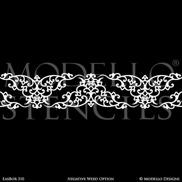 Adhesive Wall Border Stencils with Decorative Designs for Painting - Modello Custom Stencils