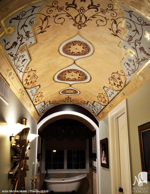 Artistic Ceiling Project - Stenciling Classic Ceiling Designs - Modello Custom Stencils