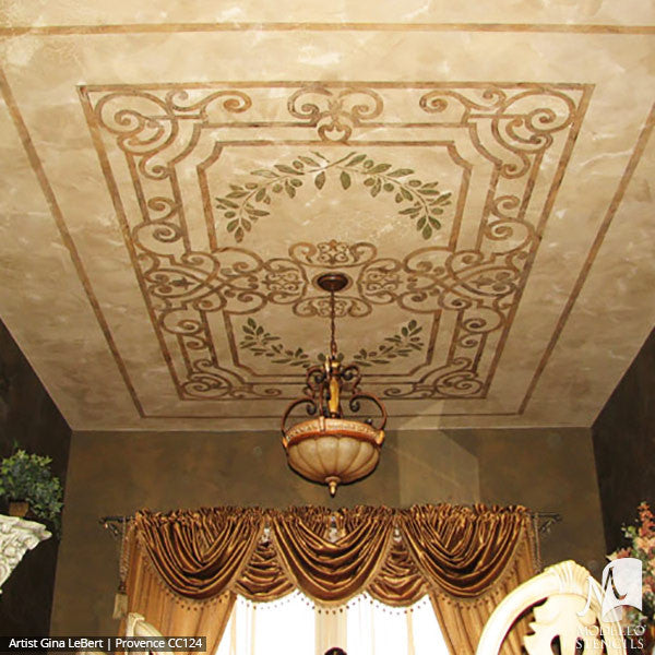 European and Old World Home Decor - Custom Ceilings Panels Stencils for Painting