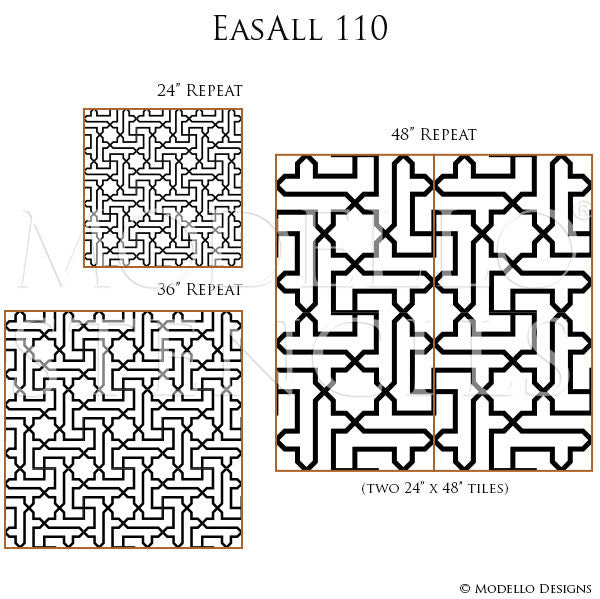 Moroccan Design Custom Geometric Wallpaper Wall Stencils for Painting - Modello Stencils