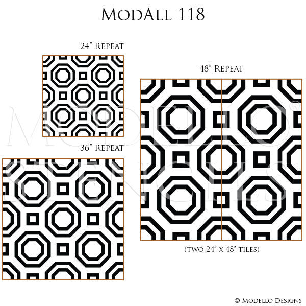 Decorative Stencils for Painting Walls with Designer Wallpaper Look - Modello Custom Stencils