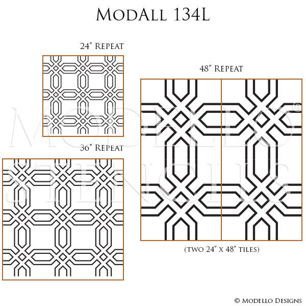 Decorative Stencils for Painting Walls with Designer Wallpaper Look - Modello Custom Stencils