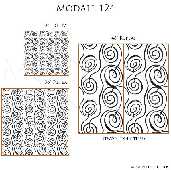 Decorative Stencils for Painting Walls with Designer Wallpaper Look - Modello Custom Stencils