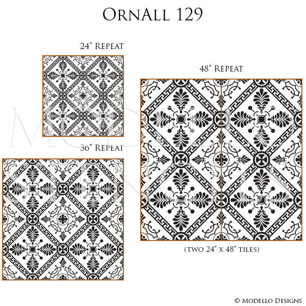 Old World and European Design and Decor - Large Wall Mural or Floor Tile Stencils - Modello Custom Stencils
