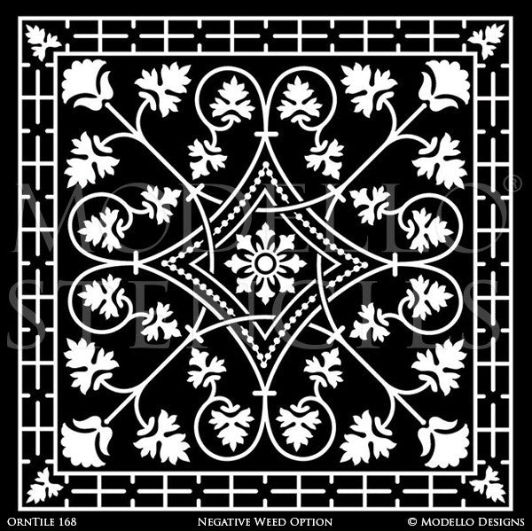 Classic and Detailed Tile Designs for Floor Painting and Ceiling Decor - Modello Custom Stencils