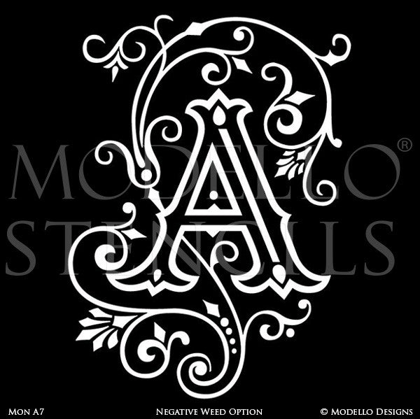 Letter A Peel and Stick Custom Stencils for DIY Painted Monograms - Modello Custom Stencils