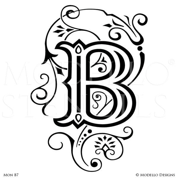 Letter B Painted Lettering Initial Family Name Monogram - Modello Custom Stencils