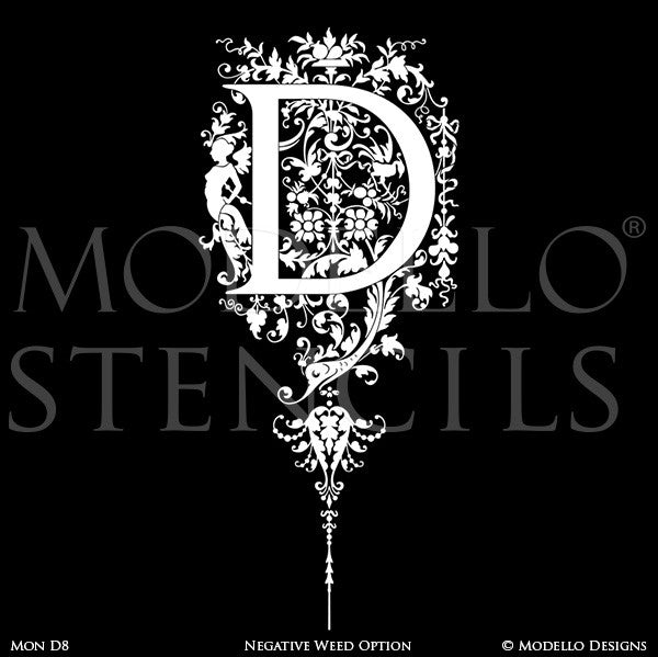 Letter D Initial Alphabet Lettering Wall Art Stencils - Modello Custom Stencils