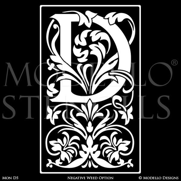 Letter D Lettering Stencils for Decorative Wall Painting Projects - Modello Custom Stencils