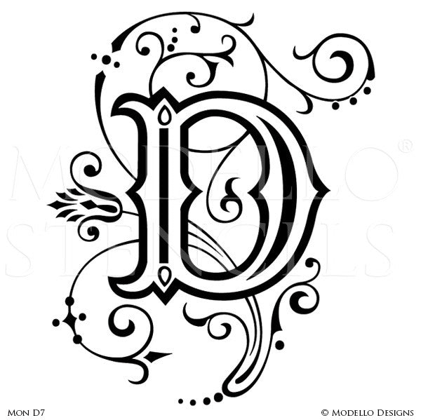 Letter D Custom Adhesive Alphabet Lettering Stencils for Decorative Painting Projects - Modello Custom Stencils