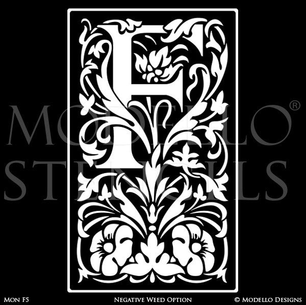 Letter F Monogram Initial Decorative Wall Painting Stencils - Modello Custom Stencils