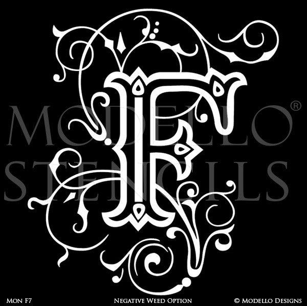 Letter F Decorating Family Name and Initials on Wall with Modello Custom Stencils