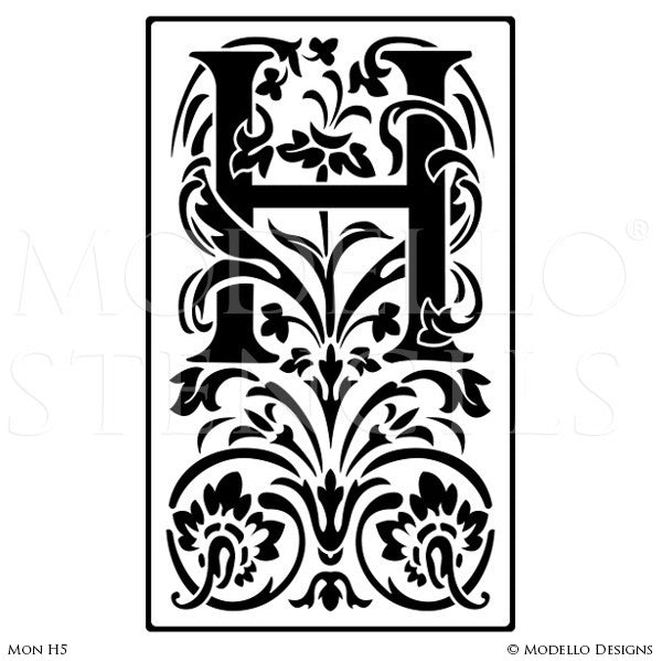 Letter H Professional Decorating and Painting Monogram Designs - Modello Custom Stencils