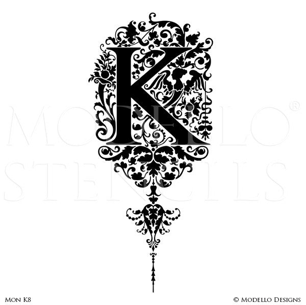 Letter K Custom Adhesive Alphabet Lettering Stencils for Decorative Painting Projects - Modello Custom Stencils