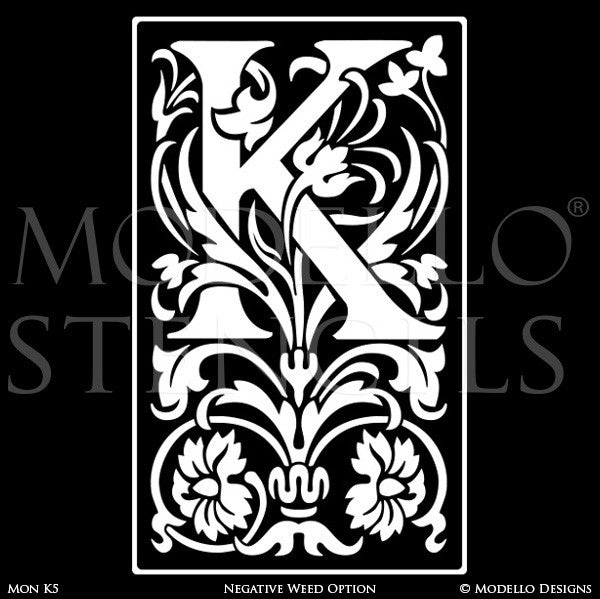 Letter K Painted Lettering Initial Family Name Monogram - Modello Custom Stencils