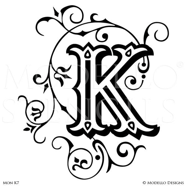 Letter K Alphabet Lettering Stencils for Decorative Painting Projects - Modello Custom Stencils