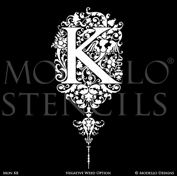 Letter K Custom Adhesive Alphabet Lettering Stencils for Decorative Painting Projects - Modello Custom Stencils