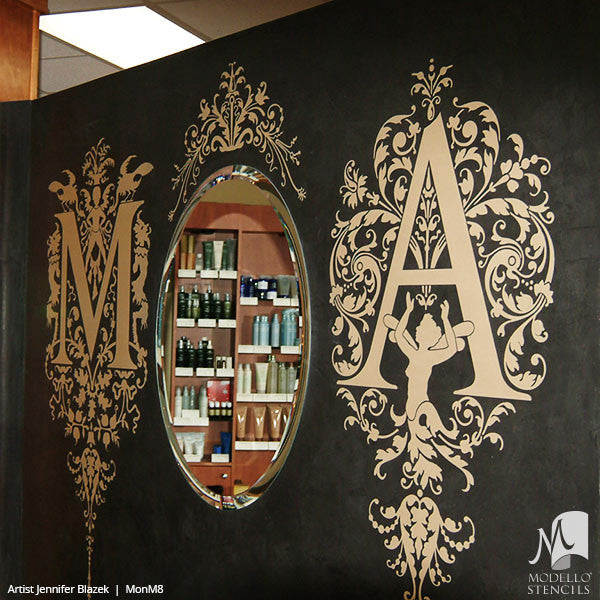 Letter M Lettering Stencils for Decorative Wall Painting Projects - Modello Custom Stencils