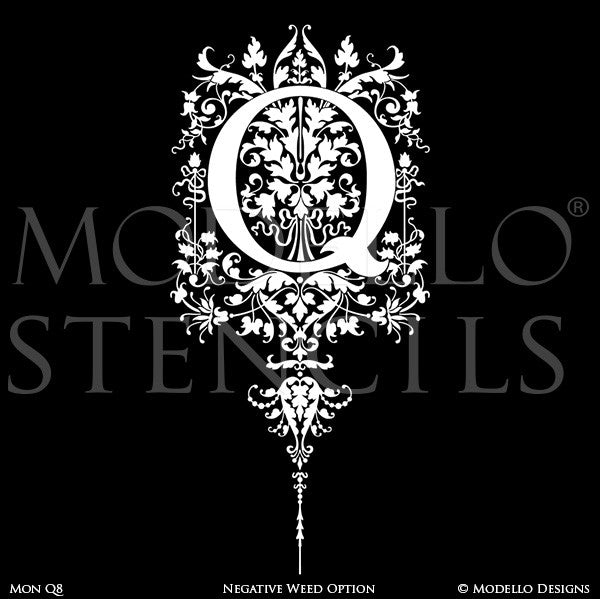 Letter Q Decorative Monograms Alphabet Stencils for Painting - Modello Custom Stencils