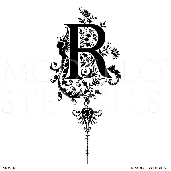 Leter R Monogram Monogram Wall Art - Custom Lettering Stencils from Modello Designs ...