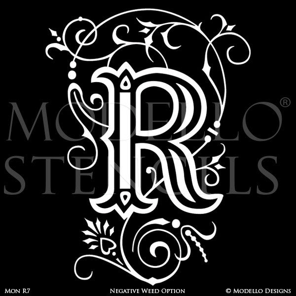 Letter R Painted Lettering Initial Family Name Monogram - Modello Custom Stencils