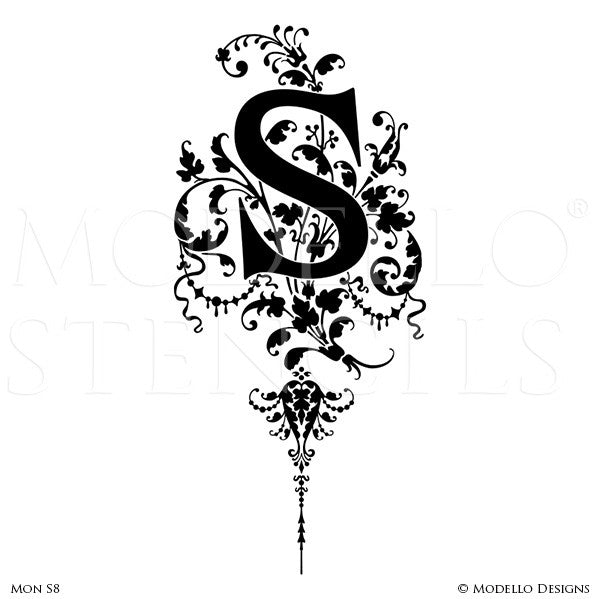Letter S Painted Lettering Initial Family Name Monogram - Modello Custom Stencils