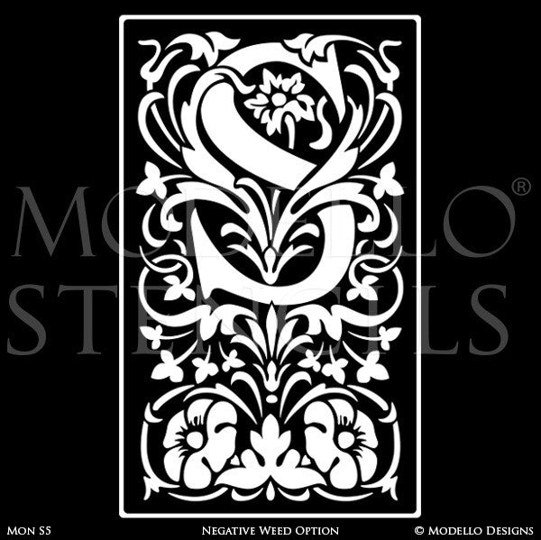Letter S Decorating Family Name and Initials on Wall with Modello Custom Stencils