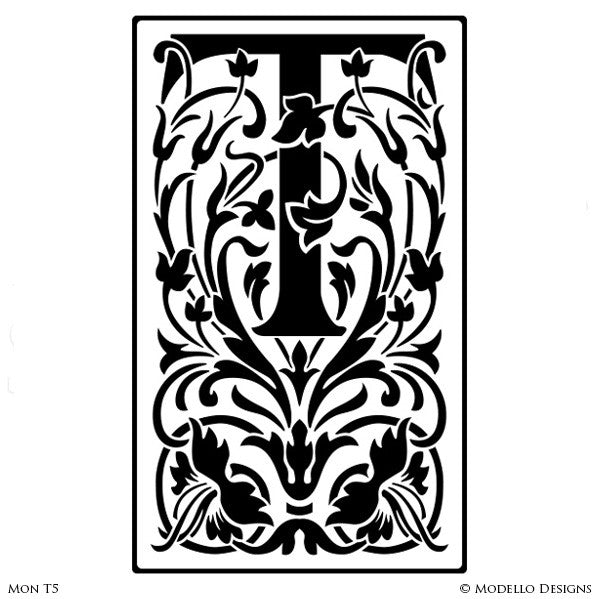 Letter T Professional Decorating and Painting Monogram Designs - Modello Custom Stencils