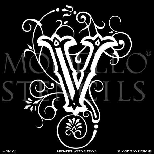 Letter V Custom Adhesive Alphabet Lettering Stencils for Decorative Painting Projects - Modello Custom Stencils