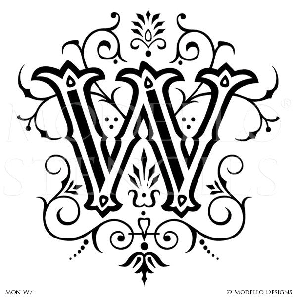 Letter W Decorative Lettering Design Painted on Wall Quotes and Lettering - Modello Custom Stencils