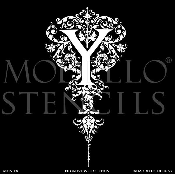 Monastick Lettering Y Monogram Wall Art - Custom Lettering Stencils from Modello Designs ...