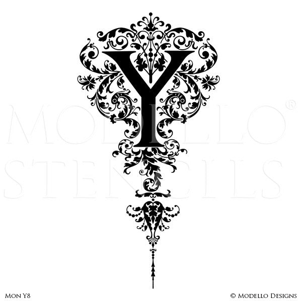 Letter Y Custom Adhesive Stencils Monogram Wall Art - Modello Custom Stencils