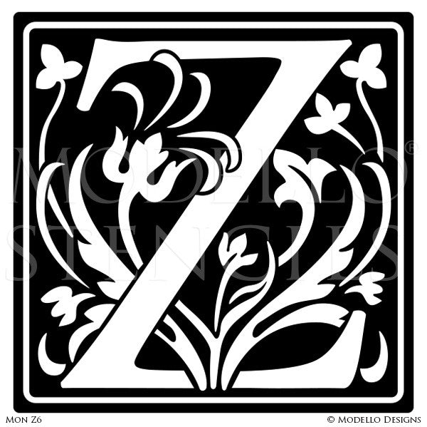 Letter Z Professional Decorating and Painting Monogram Designs - Modello Custom Stencils