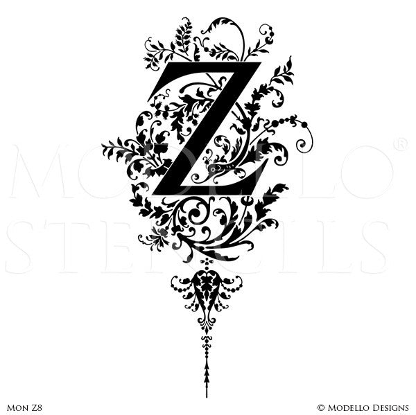 Letter Z Custom Adhesive Alphabet Lettering Stencils for Decorative Painting Projects - Modello Custom Stencils