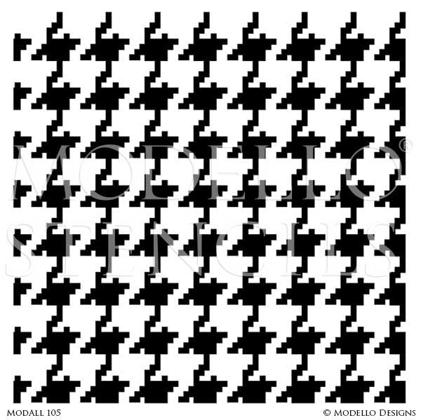 Houndstooth Pattern Allover Wall Stencils - Modello Designs