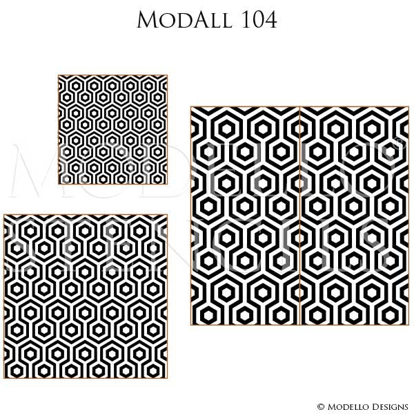Geometric Pattern Stenciled on Custom Wall Decor - Modern Wallpaper Wall Stencils - Modello Designs