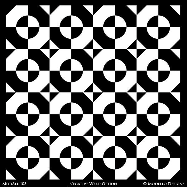 Modern Geometric Patterns Painted on Wall or Floor - Modello Custom Stencils