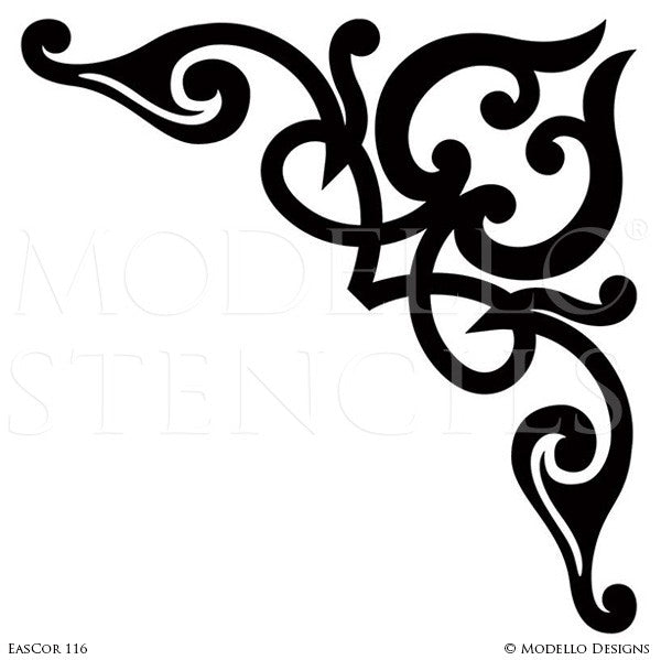Decorative Stencils for Painting Walls with Designer Ceiling Wall Corners - Modello Custom Stencils