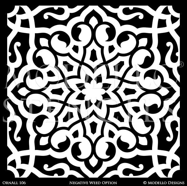 Boho Chic Wall Art Tile Stencils - Moroccan Asian Eastern Oriental Indian Decor - Modello Custom Stencils
