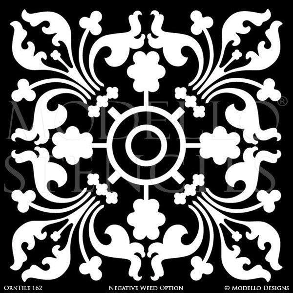 Exotic and Global Chic Decor Idea - Painted Tile Stencils from Modello Custom Stencils