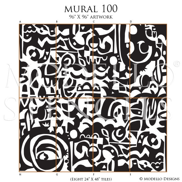 Abstract Wall Mural Stencils for Painting DIY Wall Art Feature Wall – Modello® Designs abstract-wall-mural-stencils-for-painting-diy-wall-art-feature-wall-modello-designs