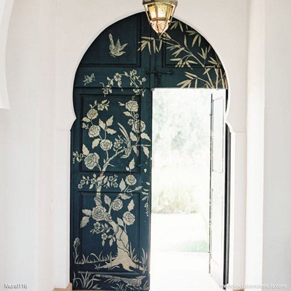 Chinoiserie Design Painting Stencils DIY Mural Art - Modello Designs Custom Stencils - modellocustomstencils.com