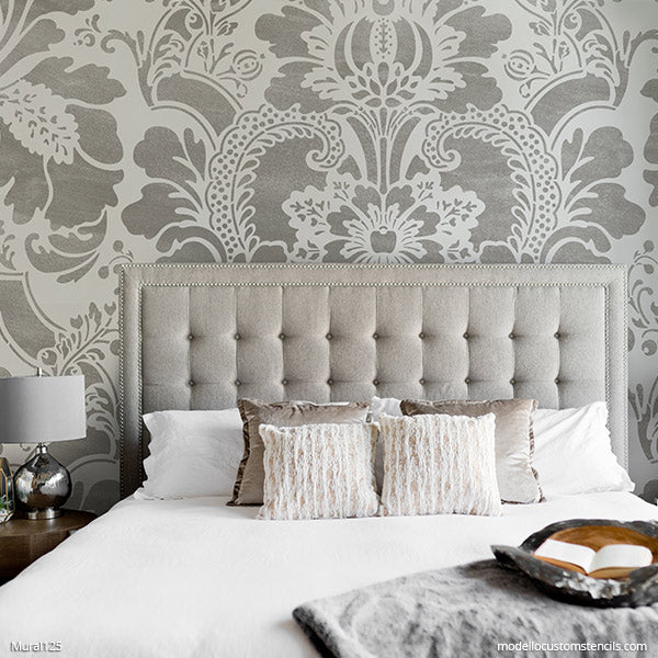 Delicate Floral Damask Wall Mural Stencils for Painting DIY Wall