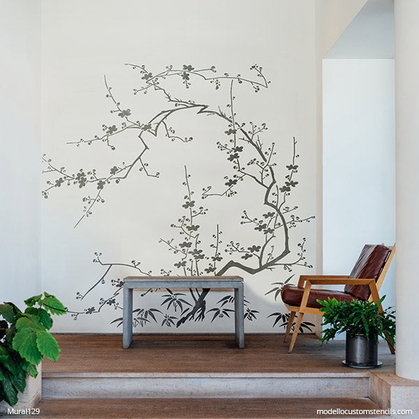 Cherry Blossom Wall Mural Stencils - Painting DIY Chinoiserie Wall Art –  Modello® Designs