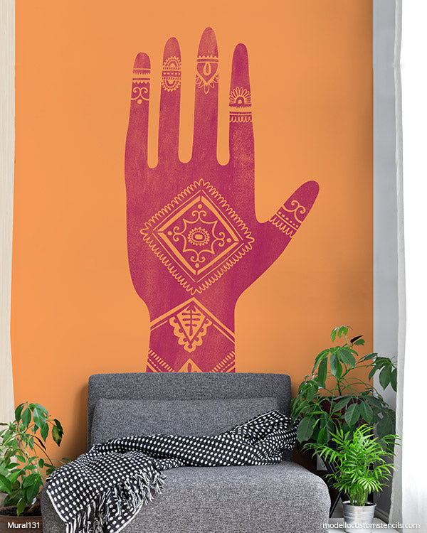 NEW! Habiba Henna Hand Wall Mural Stencil
