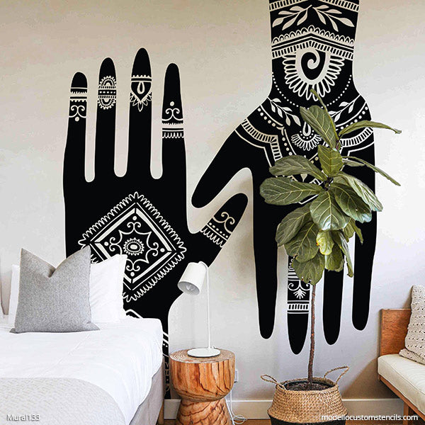 NEW! Henna Hands Wall Mural Stencil Set