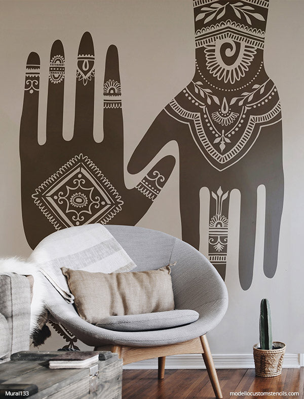 Mandala Wall Painting Stencil for Boho Chic Bedroom Decorating Projects  Large DIY Wall Art Pattern for Bohemian Interior Design 